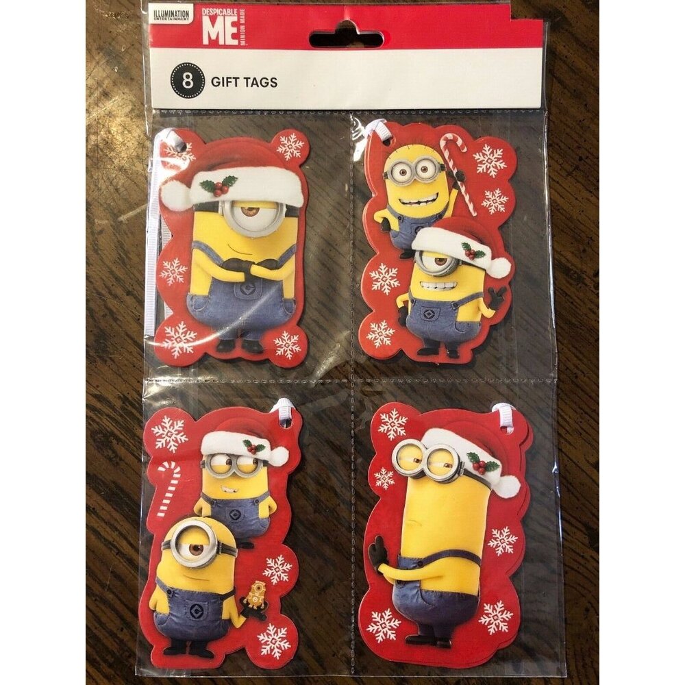 8 Despicable Me Minions Bob Kevin & Stuart Christmas Present Gift Tags